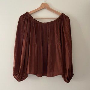 Express Blouse Off Shoulder Puff Peasant Long Sleeve Swing